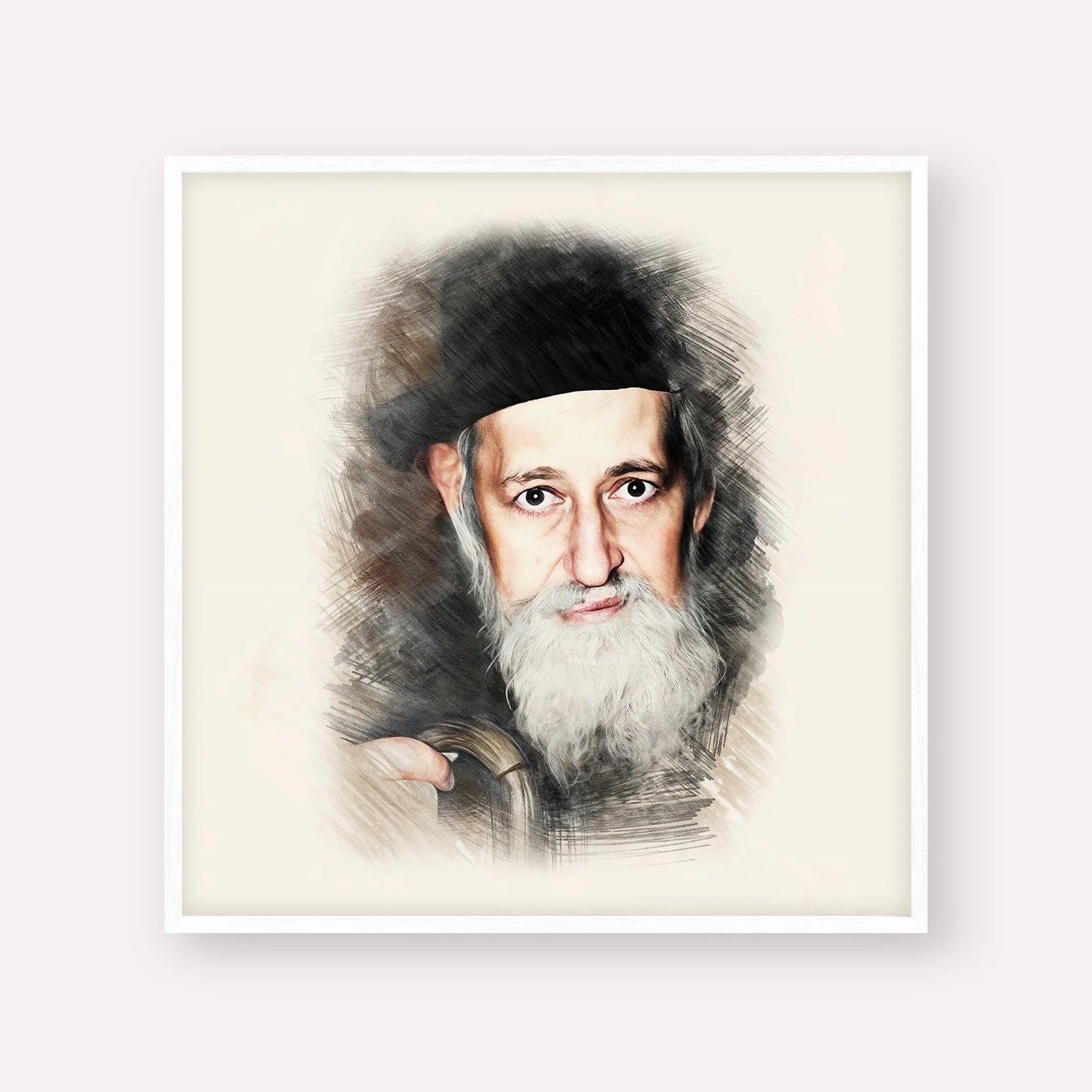 Rabbi Yitzchok Zev Soloveitchik (The Brisker Rav) – White Frame Square | Jewish Wall Art, Gedolim Pictures