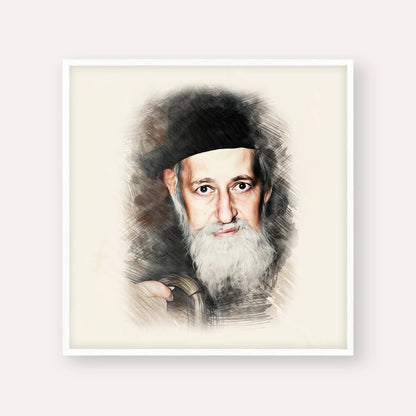 Rabbi Yitzchok Zev Soloveitchik (The Brisker Rav) – White Frame Square | Jewish Wall Art, Gedolim Pictures
