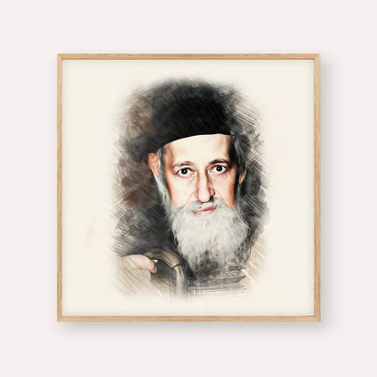 Rabbi Yitzchok Zev Soloveitchik (The Brisker Rav) – Wood Frame Square | Jewish Wall Art, Gedolim Pictures