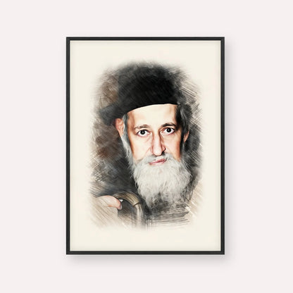 Rabbi Yitzchok Zev Soloveitchik (The Brisker Rav) – Black Frame Vertical | Jewish Wall Art, Gedolim Pictures