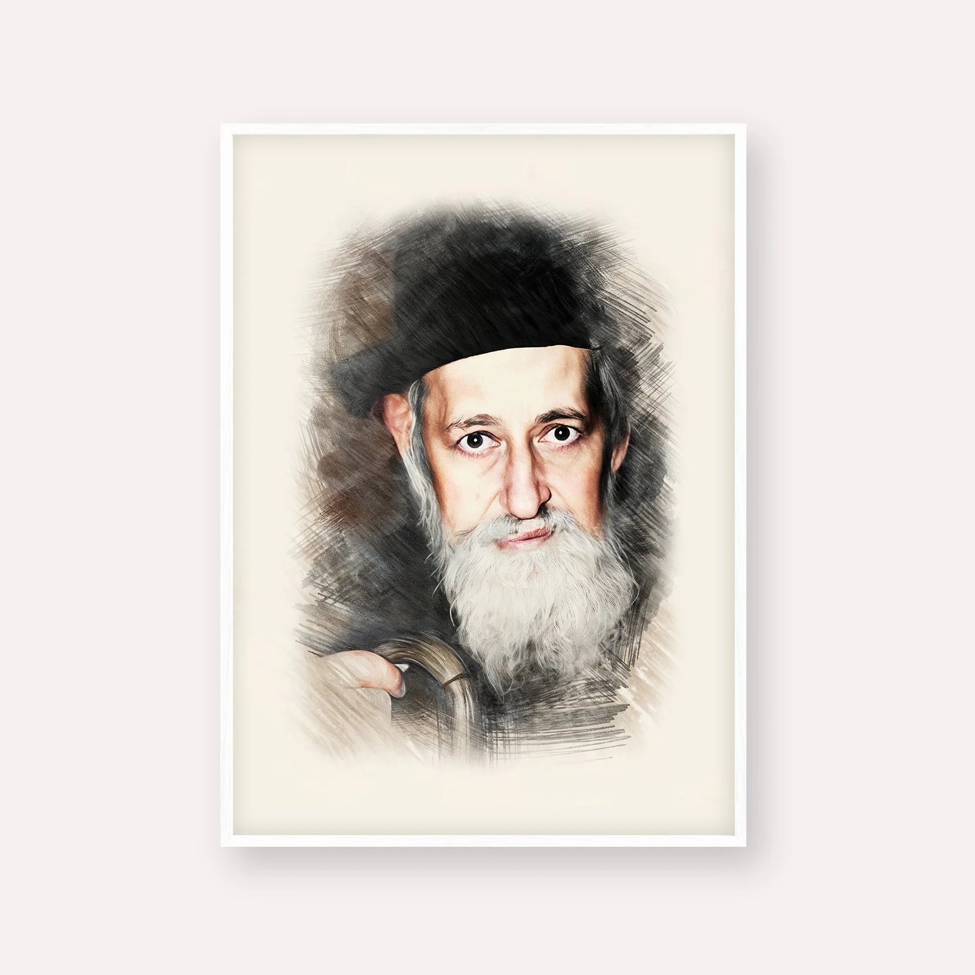 Rabbi Yitzchok Zev Soloveitchik (The Brisker Rav) – White Frame Vertical | Jewish Wall Art, Gedolim Pictures