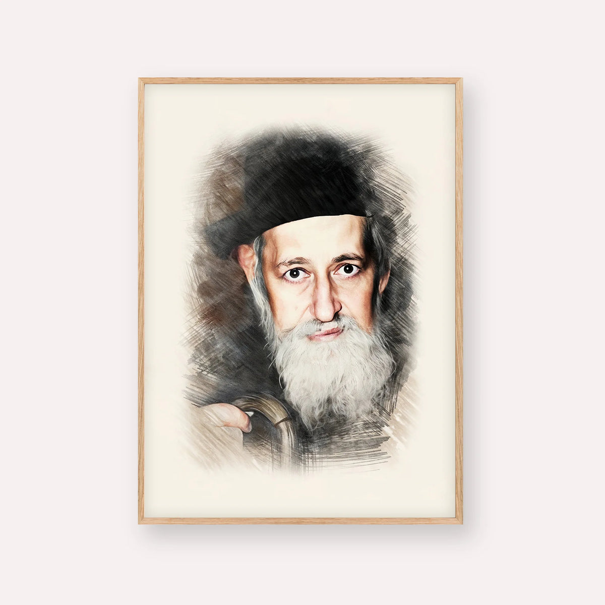 Rabbi Yitzchok Zev Soloveitchik (The Brisker Rav) – Wood Frame Vertical | Jewish Wall Art, Gedolim Pictures