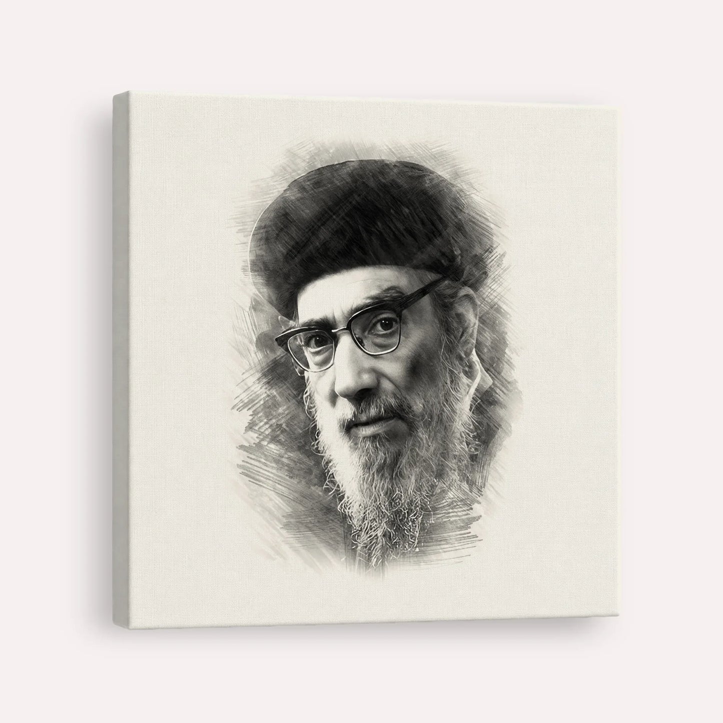 Rabbi Yitzhak Abuchatzira (Baba Haki) – Black & White – Canvas Square | Jewish Wall Art, Gedolim Pictures