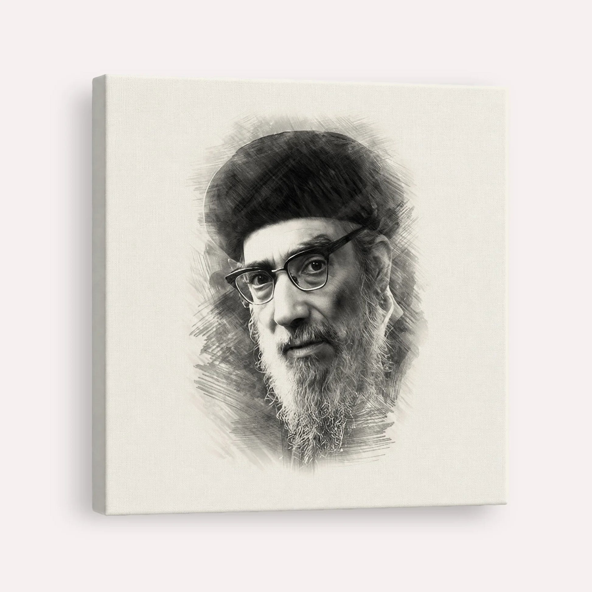 Rabbi Yitzhak Abuchatzira (Baba Haki) – Black & White – Canvas Square | Jewish Wall Art, Gedolim Pictures