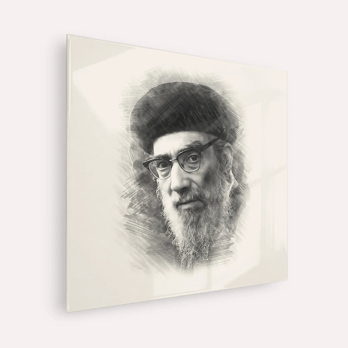 Rabbi Yitzhak Abuchatzira (Baba Haki) – Black & White – Acrylic Glass Square | Jewish Wall Art, Gedolim Pictures