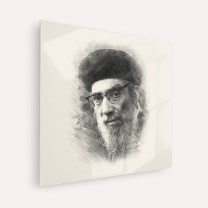 Rabbi Yitzhak Abuchatzira (Baba Haki) – Black & White – Acrylic Glass Square | Jewish Wall Art, Gedolim Pictures