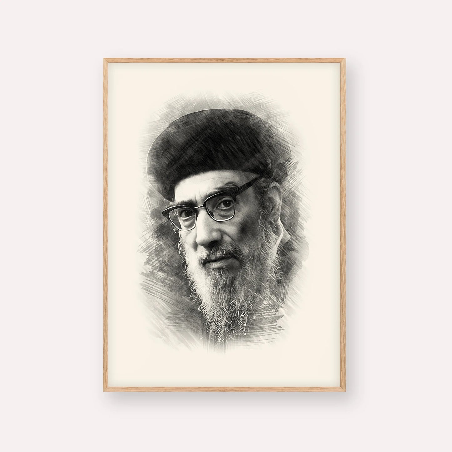 Rabbi Yitzhak Abuchatzira (Baba Haki) – Black & White – Wood Frame Vertical | Jewish Wall Art, Gedolim Pictures