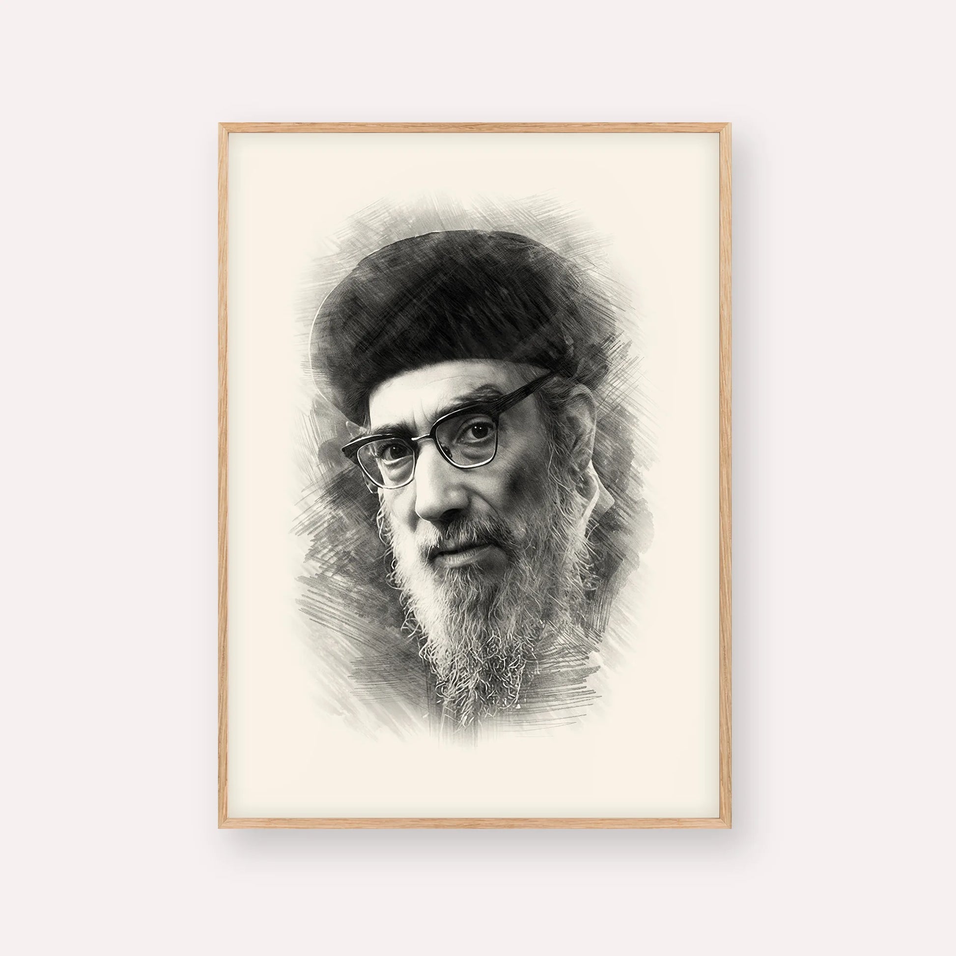 Rabbi Yitzhak Abuchatzira (Baba Haki) – Black & White – Wood Frame Vertical | Jewish Wall Art, Gedolim Pictures