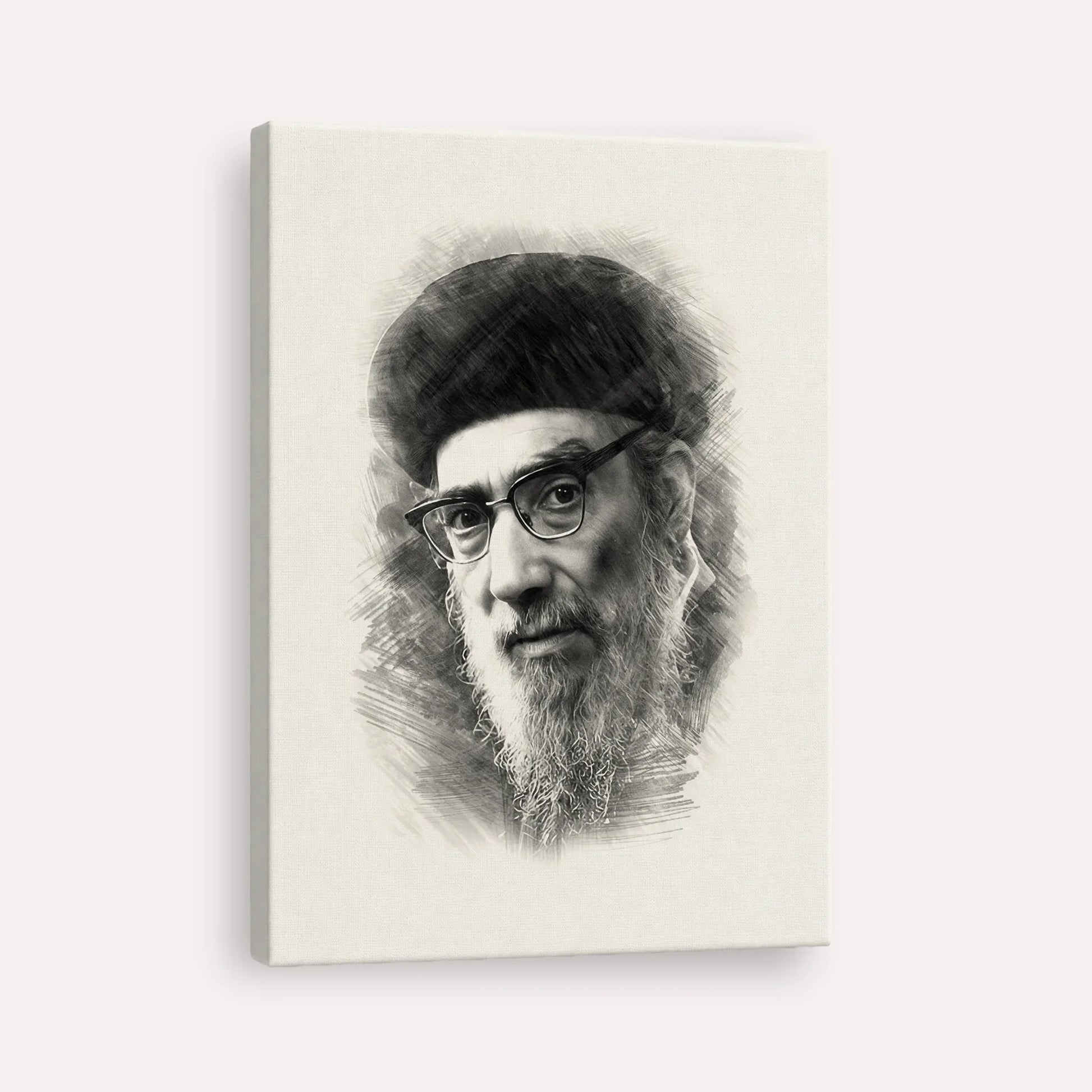 Rabbi Yitzhak Abuchatzira (Baba Haki) – Black & White – Canvas Vertical | Jewish Wall Art, Gedolim Pictures