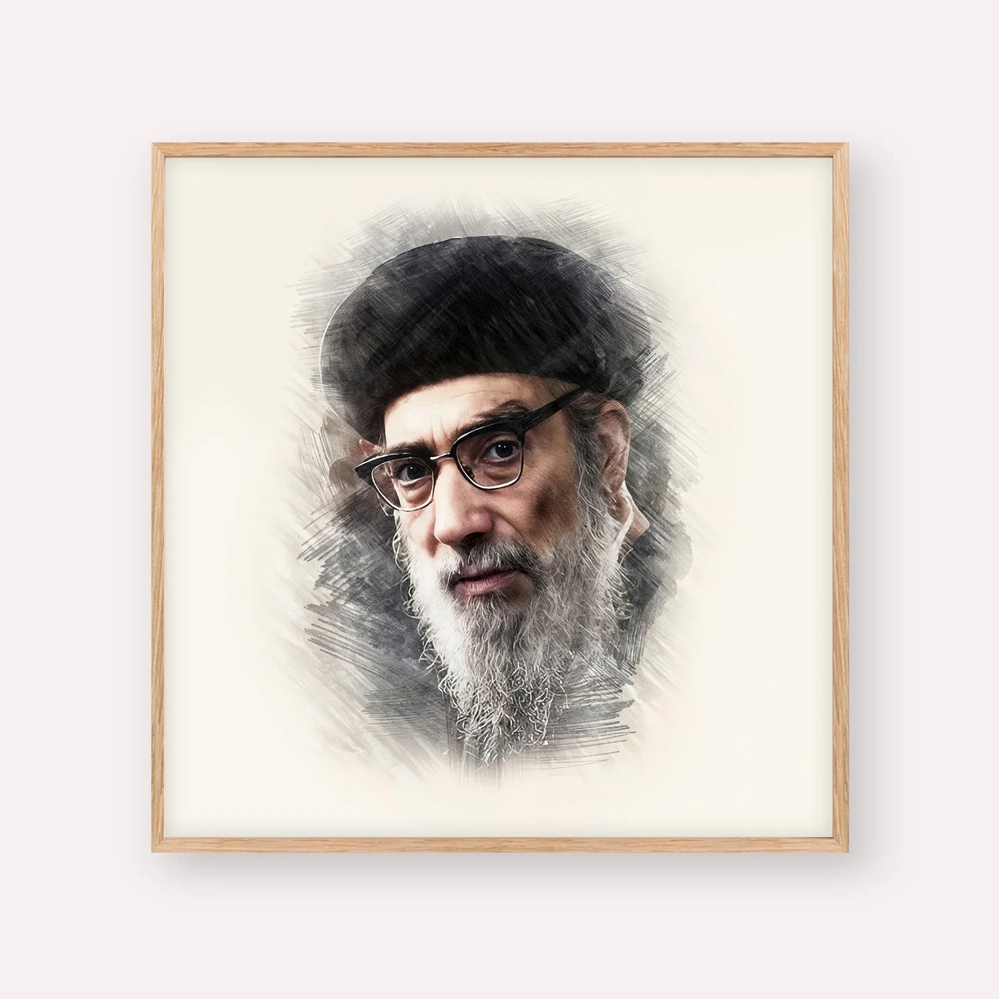 Rabbi Yitzhak Abuchatzira (Baba Haki) – Wood Frame Square | Jewish Wall Art, Gedolim Pictures