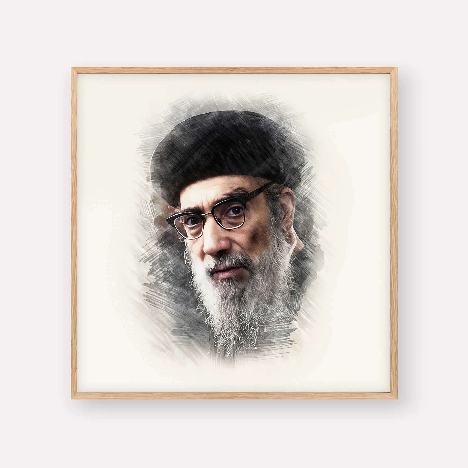 Rabbi Yitzhak Abuchatzira (Baba Haki) – Wood Frame Square | Jewish Wall Art, Gedolim Pictures