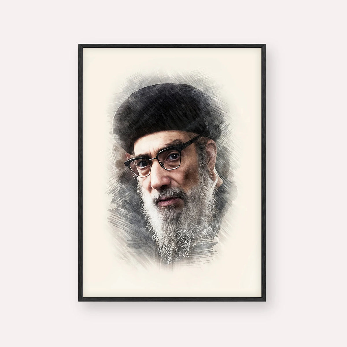 Rabbi Yitzhak Abuchatzira (Baba Haki) – Black Frame Vertical | Jewish Wall Art, Gedolim Pictures