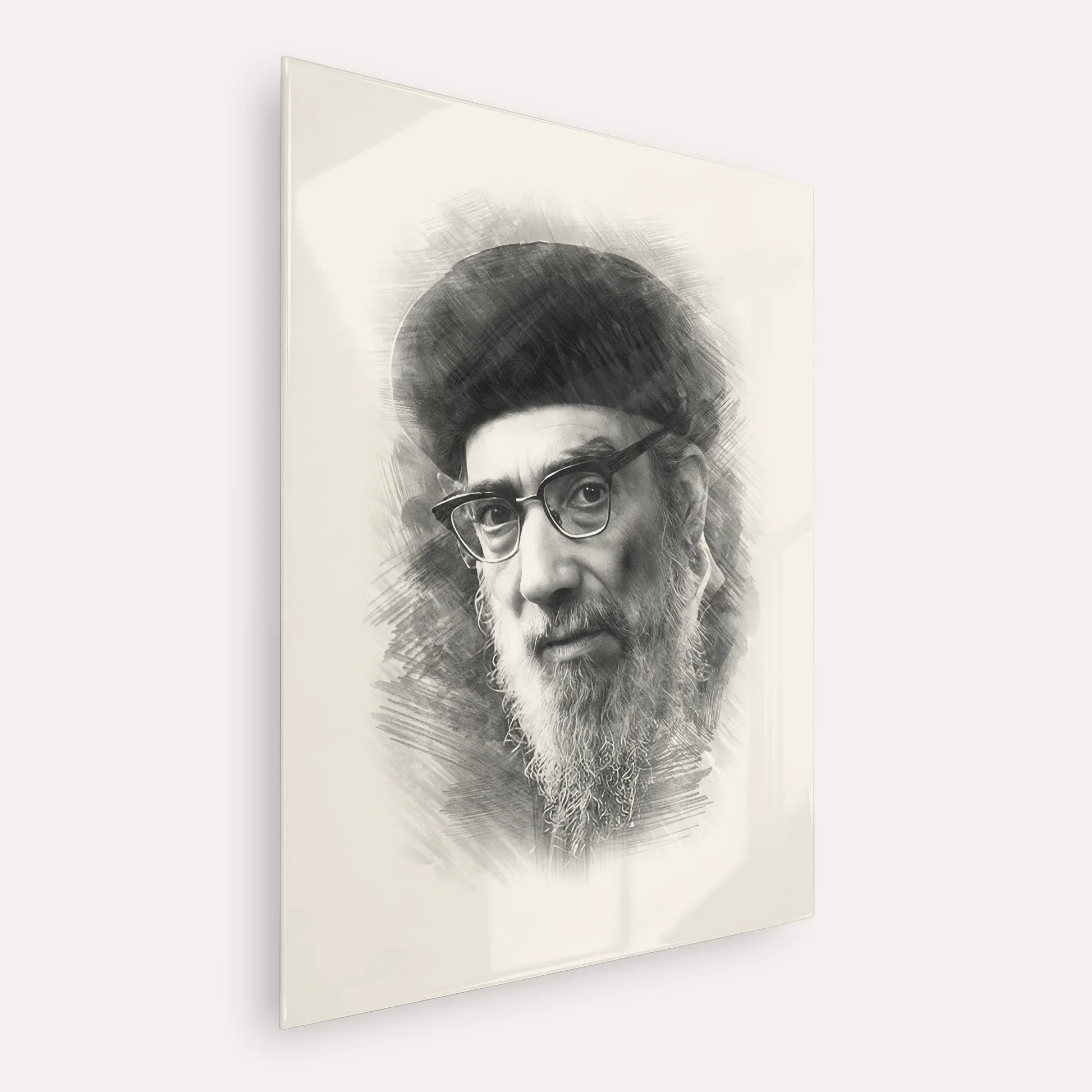 Rabbi Yitzhak Abuchatzira (Baba Haki) – Black & White – Acrylic Glass Vertical | Jewish Wall Art, Gedolim Pictures