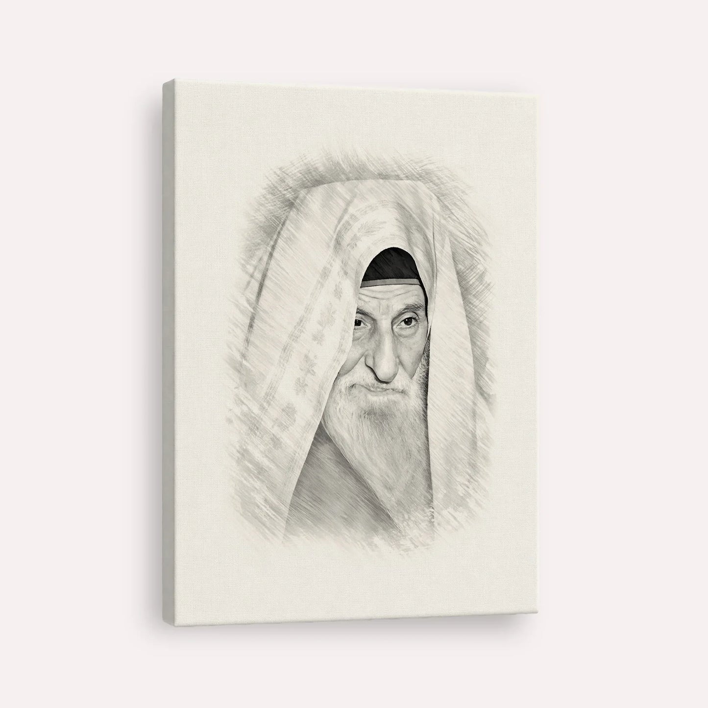 Rabbi Yitzhak Kaduri – Black & White – Canvas Vertical | Jewish Wall Art, Gedolim Pictures