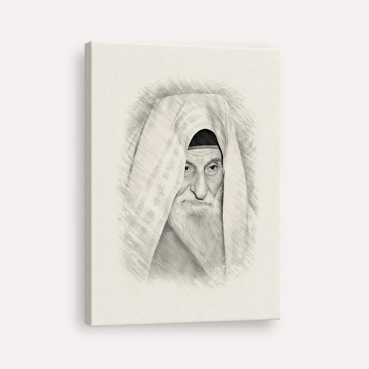 Rabbi Yitzhak Kaduri – Black & White – Canvas Vertical | Jewish Wall Art, Gedolim Pictures