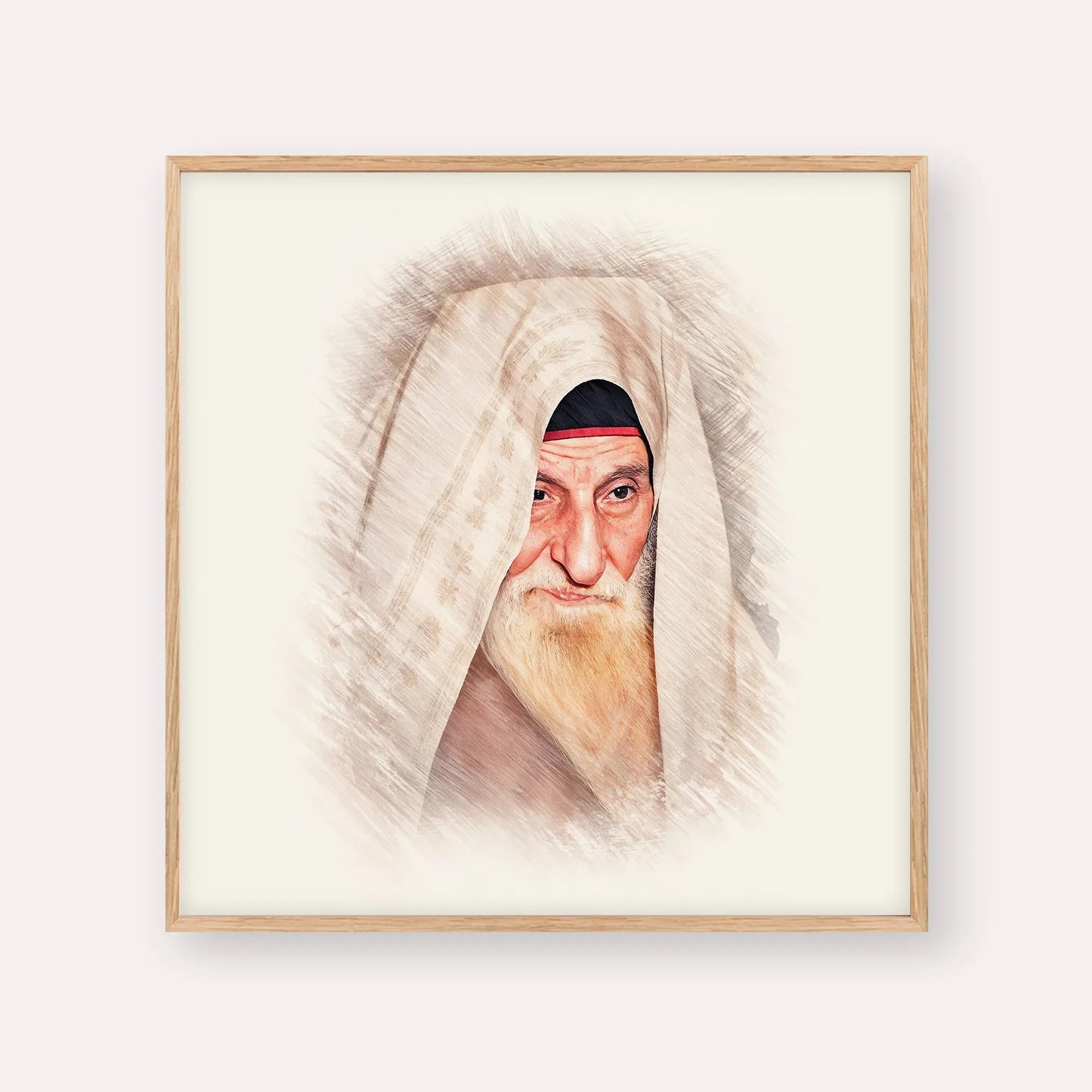 Rabbi Yitzhak Kaduri – Wood Frame Square | Jewish Wall Art, Gedolim Pictures