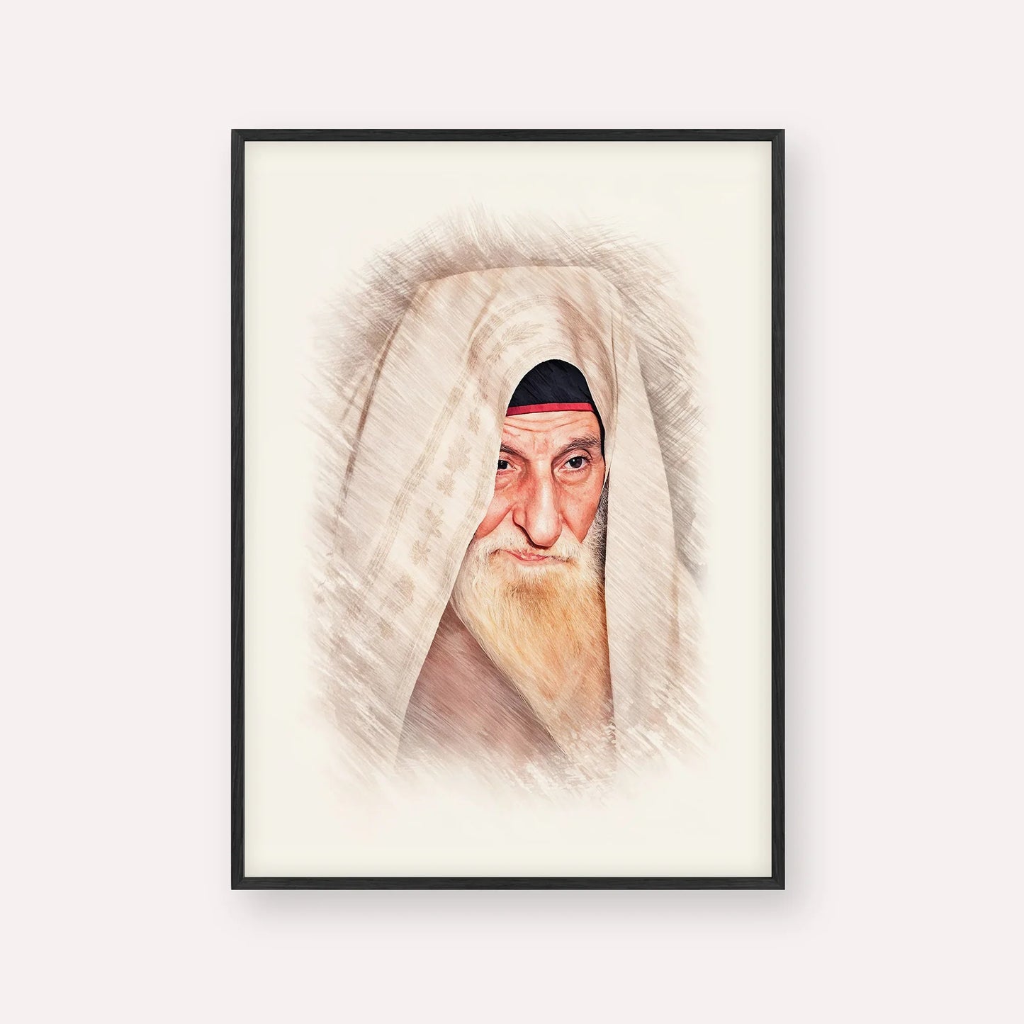 Rabbi Yitzhak Kaduri – Black Frame Vertical | Jewish Wall Art, Gedolim Pictures