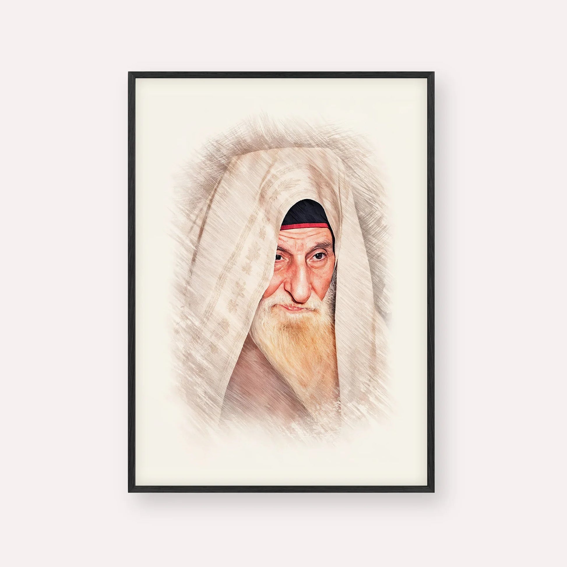 Rabbi Yitzhak Kaduri – Black Frame Vertical | Jewish Wall Art, Gedolim Pictures