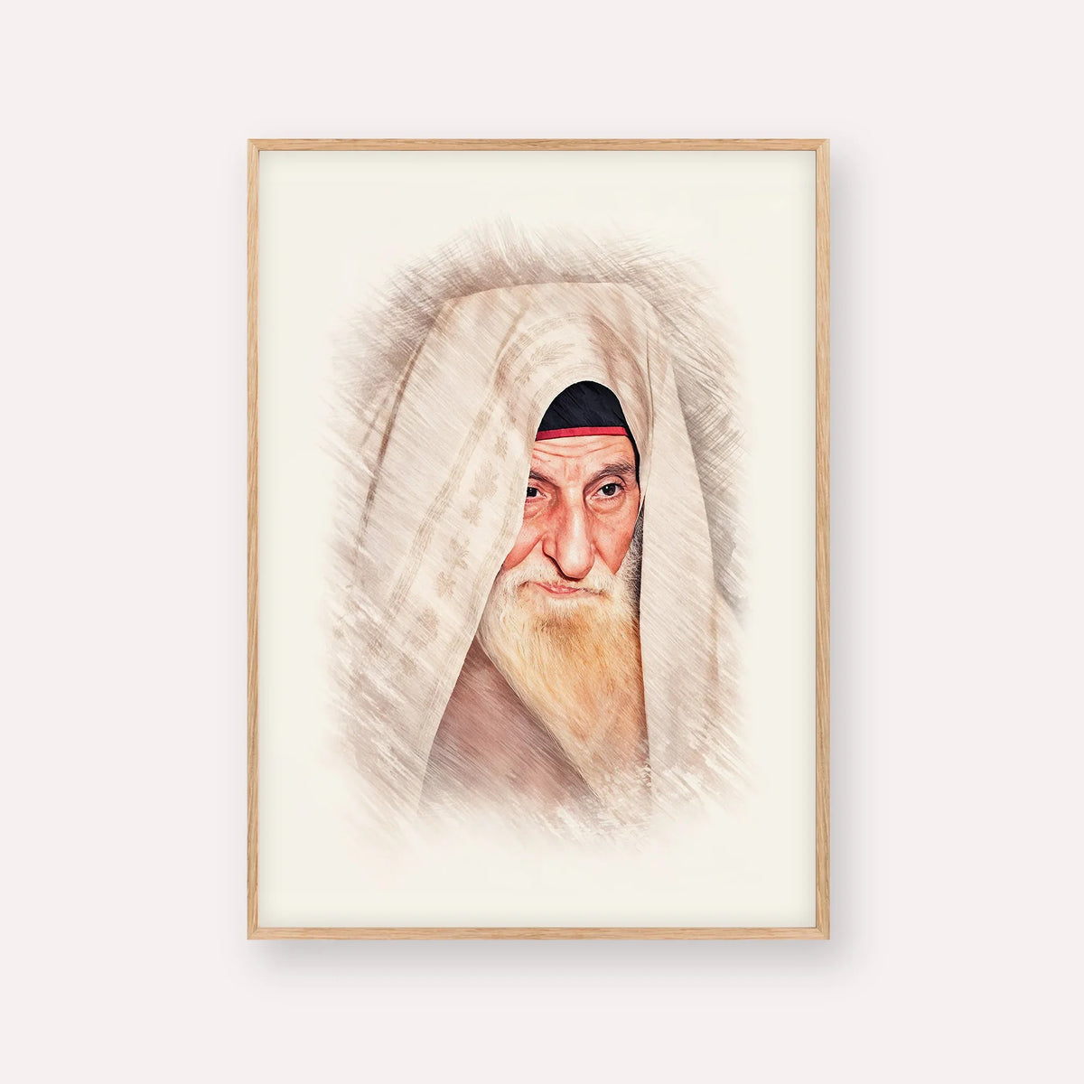 Rabbi Yitzhak Kaduri – Wood Frame Vertical | Jewish Wall Art, Gedolim Pictures