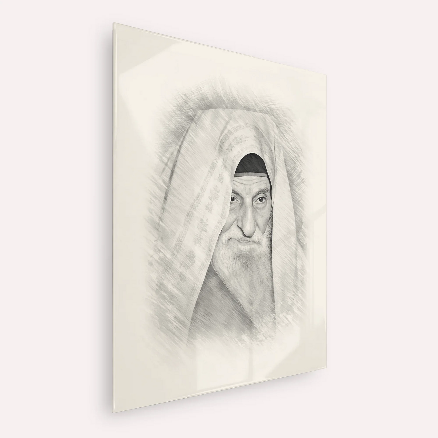 Rabbi Yitzhak Kaduri – Black & White – Acrylic Glass Vertical | Jewish Wall Art, Gedolim Pictures