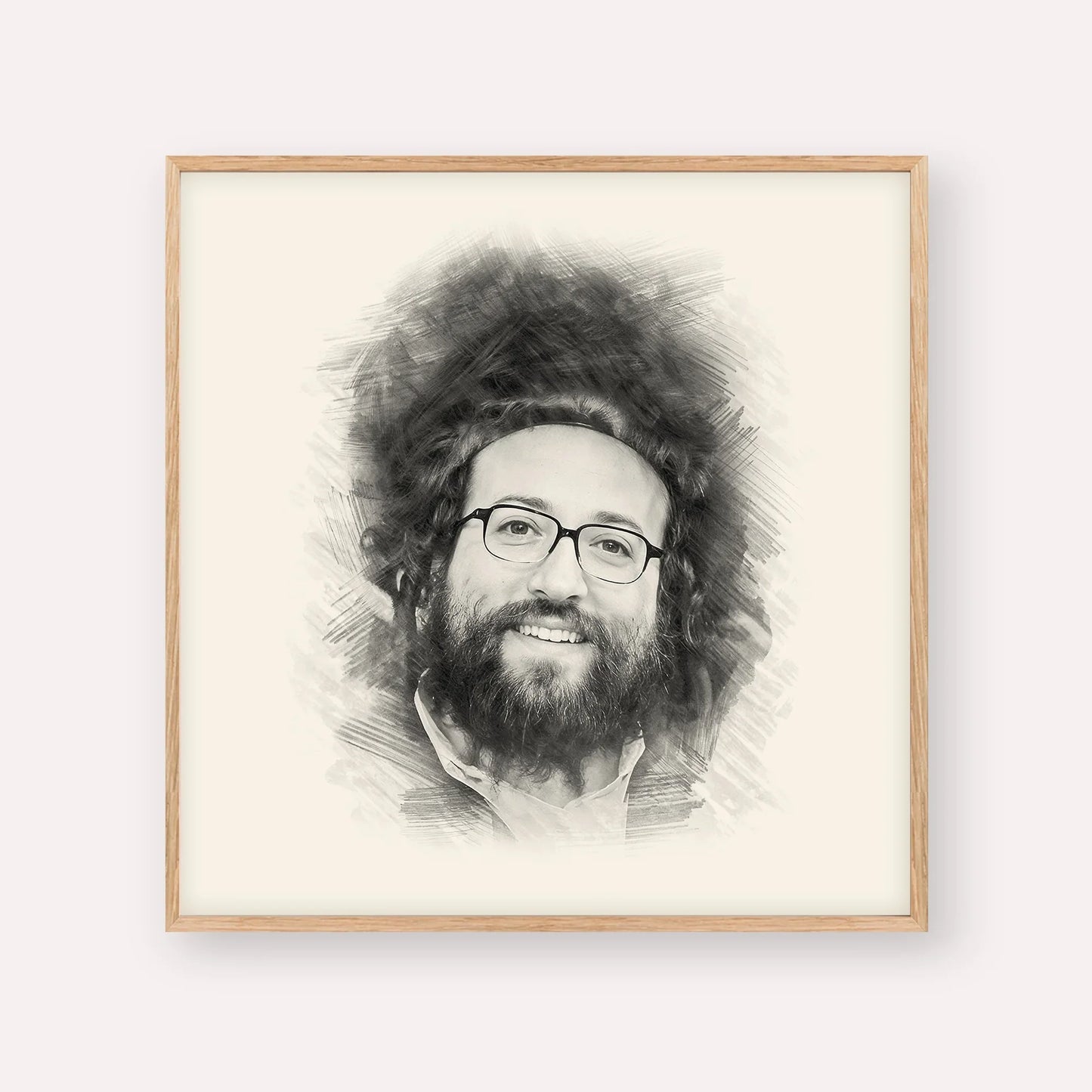 Rabbi Yoel Roth – Black & White – Wood Frame Square | Jewish Wall Art, Gedolim Pictures