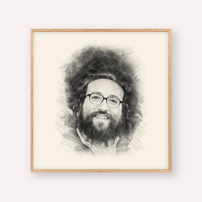 Rabbi Yoel Roth – Black & White – Wood Frame Square | Jewish Wall Art, Gedolim Pictures