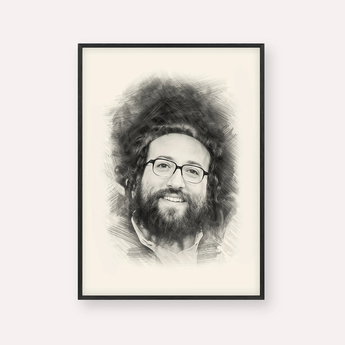 Rabbi Yoel Roth – Black & White – Black Frame Vertical | Jewish Wall Art, Gedolim Pictures