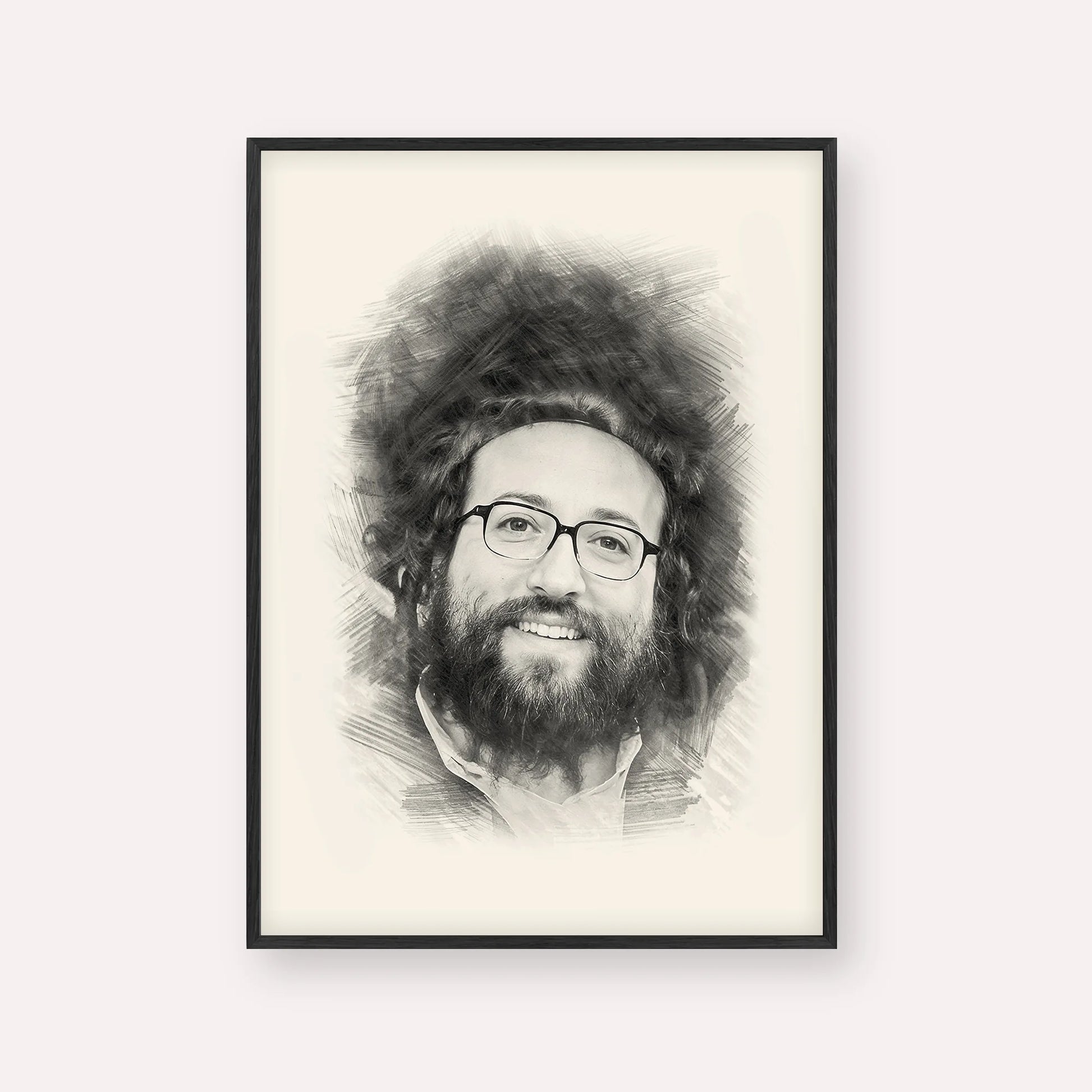 Rabbi Yoel Roth – Black & White – Black Frame Vertical | Jewish Wall Art, Gedolim Pictures