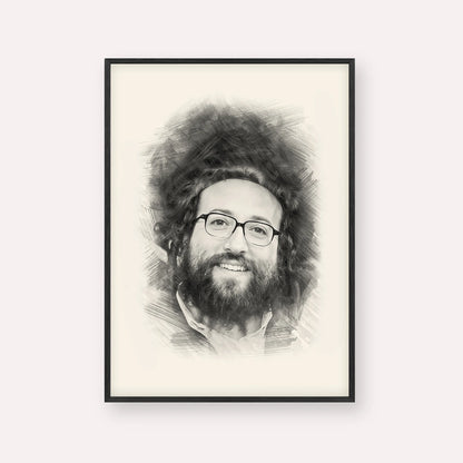 Rabbi Yoel Roth – Black & White – Black Frame Vertical | Jewish Wall Art, Gedolim Pictures