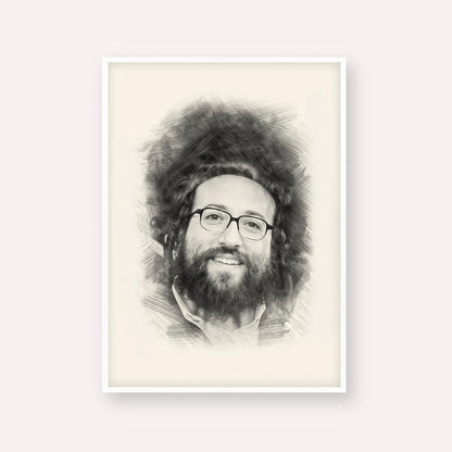 Rabbi Yoel Roth – Black & White – White Frame Vertical | Jewish Wall Art, Gedolim Pictures