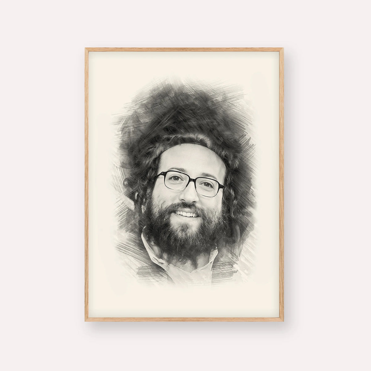 Rabbi Yoel Roth – Black & White – Wood Frame Vertical | Jewish Wall Art, Gedolim Pictures