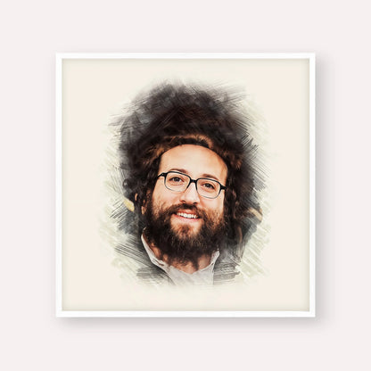 Rabbi Yoel Roth – White Frame Square | Jewish Wall Art, Gedolim Pictures