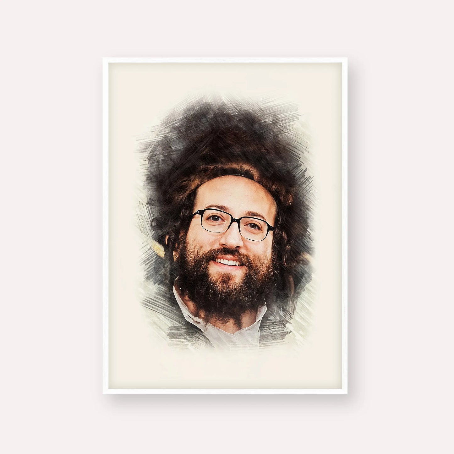 Rabbi Yoel Roth – White Frame Vertical | Jewish Wall Art, Gedolim Pictures