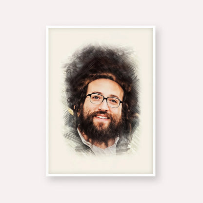 Rabbi Yoel Roth – White Frame Vertical | Jewish Wall Art, Gedolim Pictures