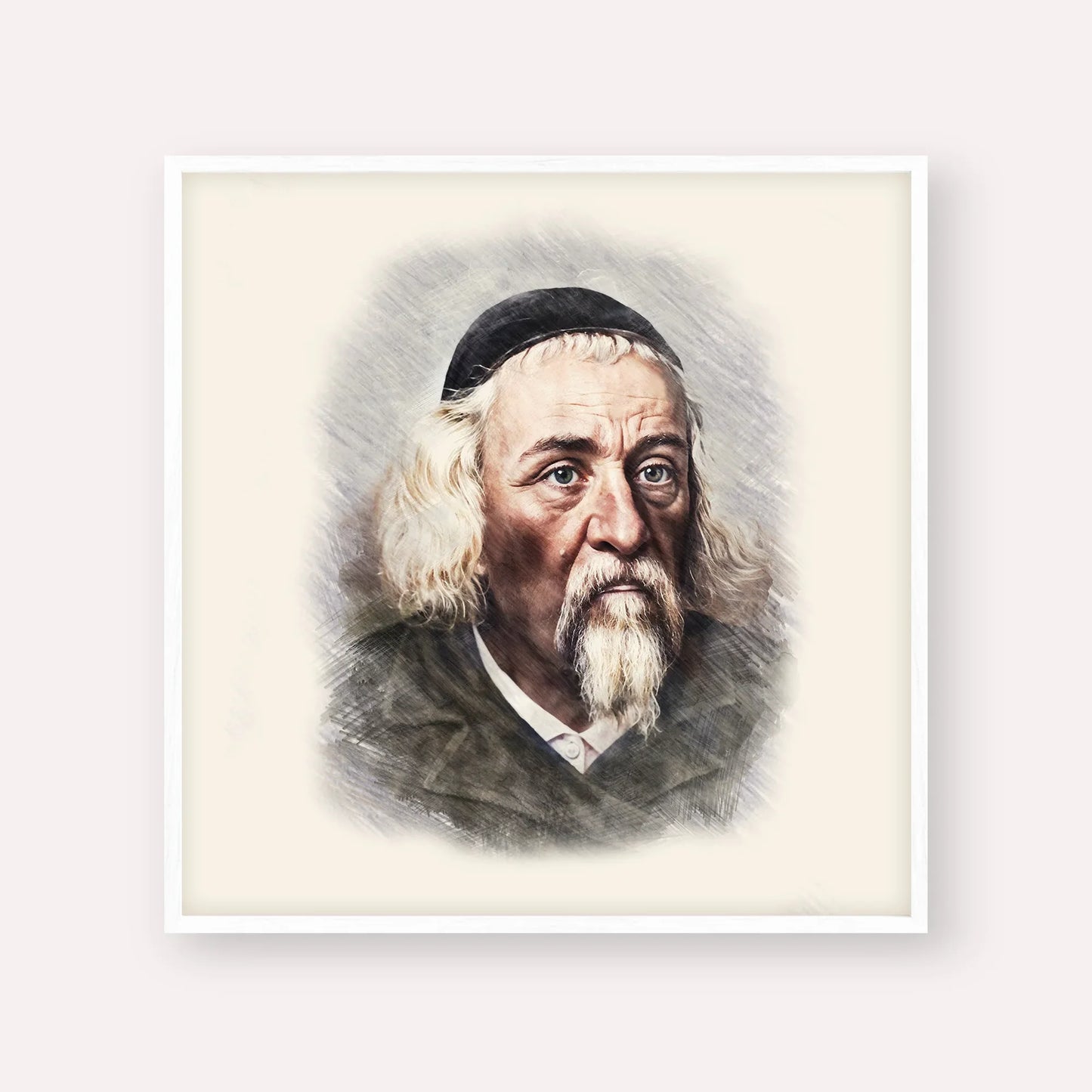 Rabbi Yosef Dov Soloveitchik - Beis Halevi – White Frame Square | Jewish Wall Art, Gedolim Pictures