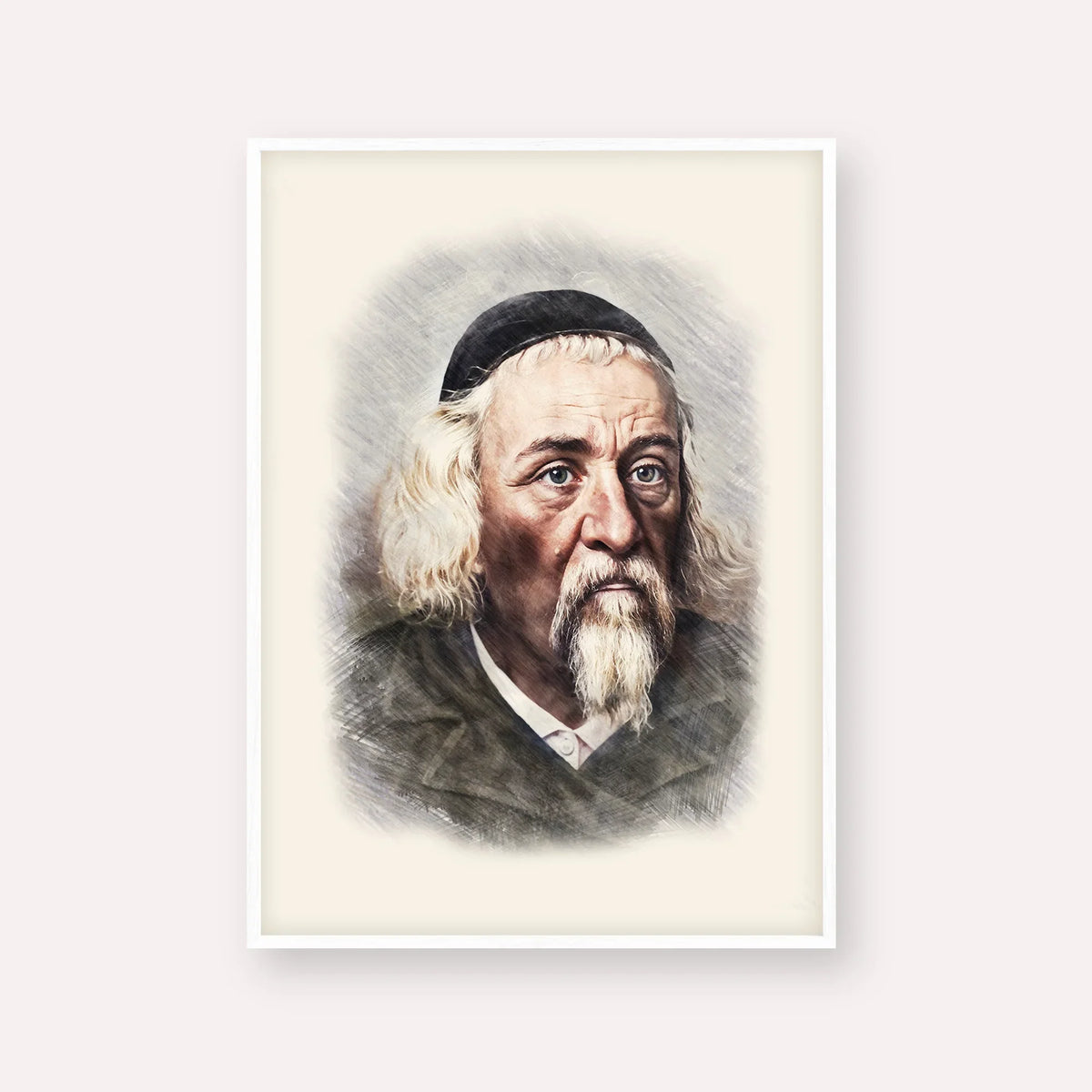 Rabbi Yosef Dov Soloveitchik - Beis Halevi – White Frame Vertical | Jewish Wall Art, Gedolim Pictures