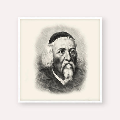 Rabbi Yosef Dov Soloveitchik - Beis Halevi – Black & White – White Frame Square | Jewish Wall Art, Gedolim Pictures