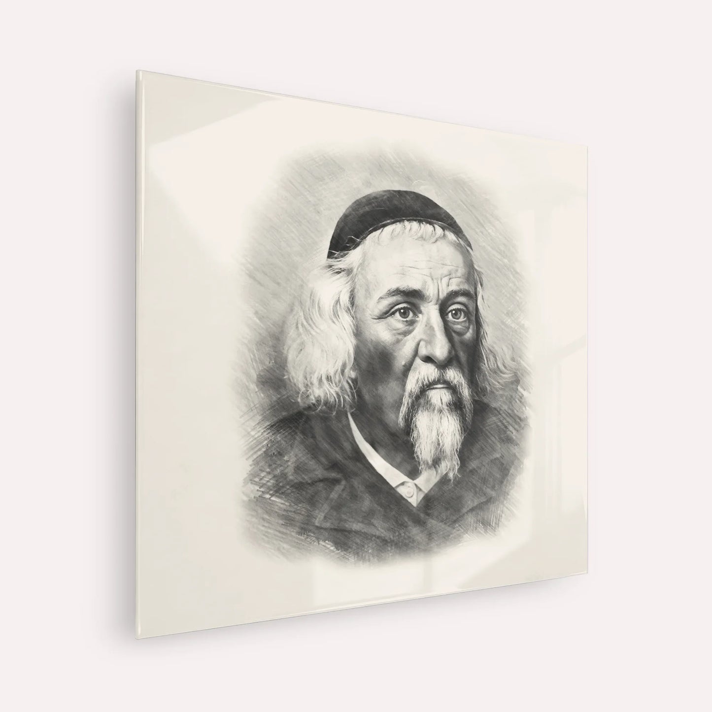 Rabbi Yosef Dov Soloveitchik - Beis Halevi – Black & White – Acrylic Glass Square | Jewish Wall Art, Gedolim Pictures