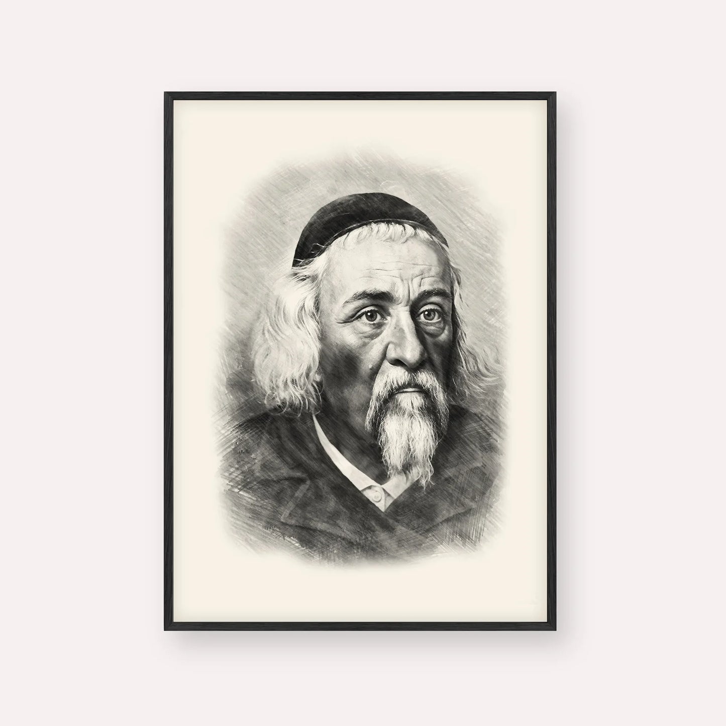 Rabbi Yosef Dov Soloveitchik - Beis Halevi – Black & White – Black Frame Vertical | Jewish Wall Art, Gedolim Pictures