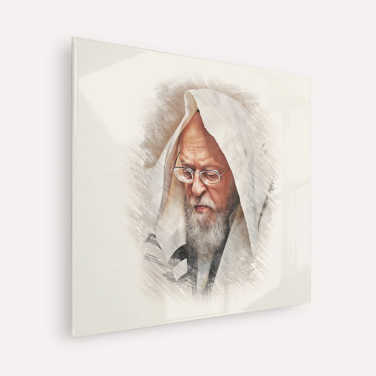 Rabbi Yosef Shalom Elyashiv – Acrylic Glass Square | Jewish Wall Art, Gedolim Pictures