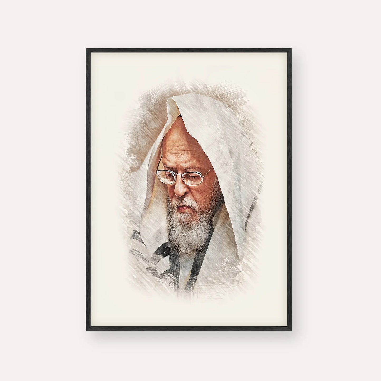 Rabbi Yosef Shalom Elyashiv – Black Frame Vertical | Jewish Wall Art, Gedolim Pictures