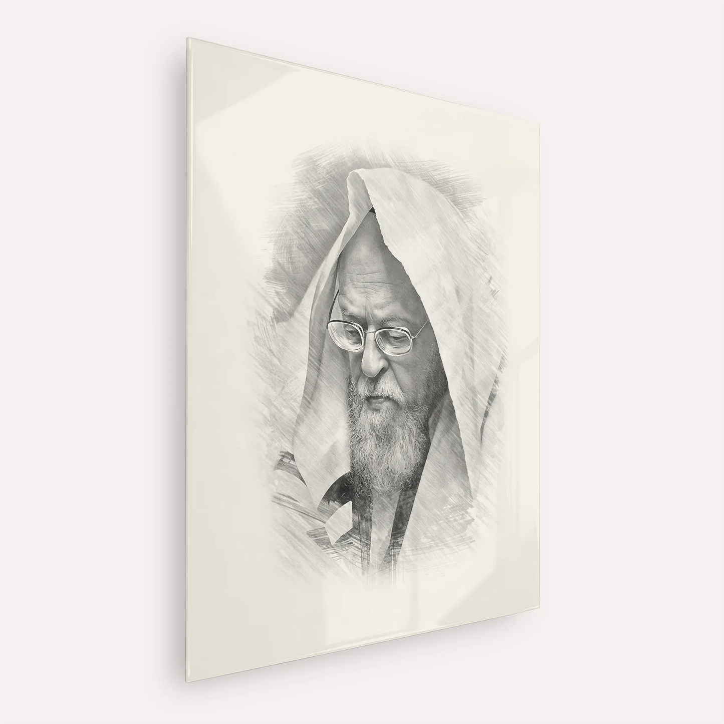 Rabbi Yosef Shalom Elyashiv – Black & White – Acrylic Glass Vertical | Jewish Wall Art, Gedolim Pictures