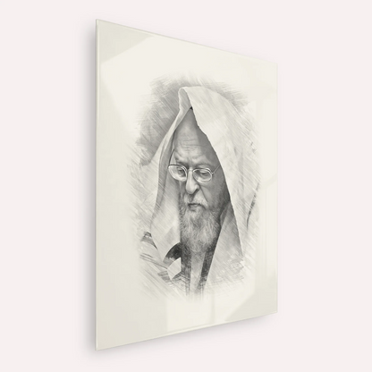 Rabbi Yosef Shalom Elyashiv – Black & White – Acrylic Glass Vertical | Jewish Wall Art, Gedolim Pictures