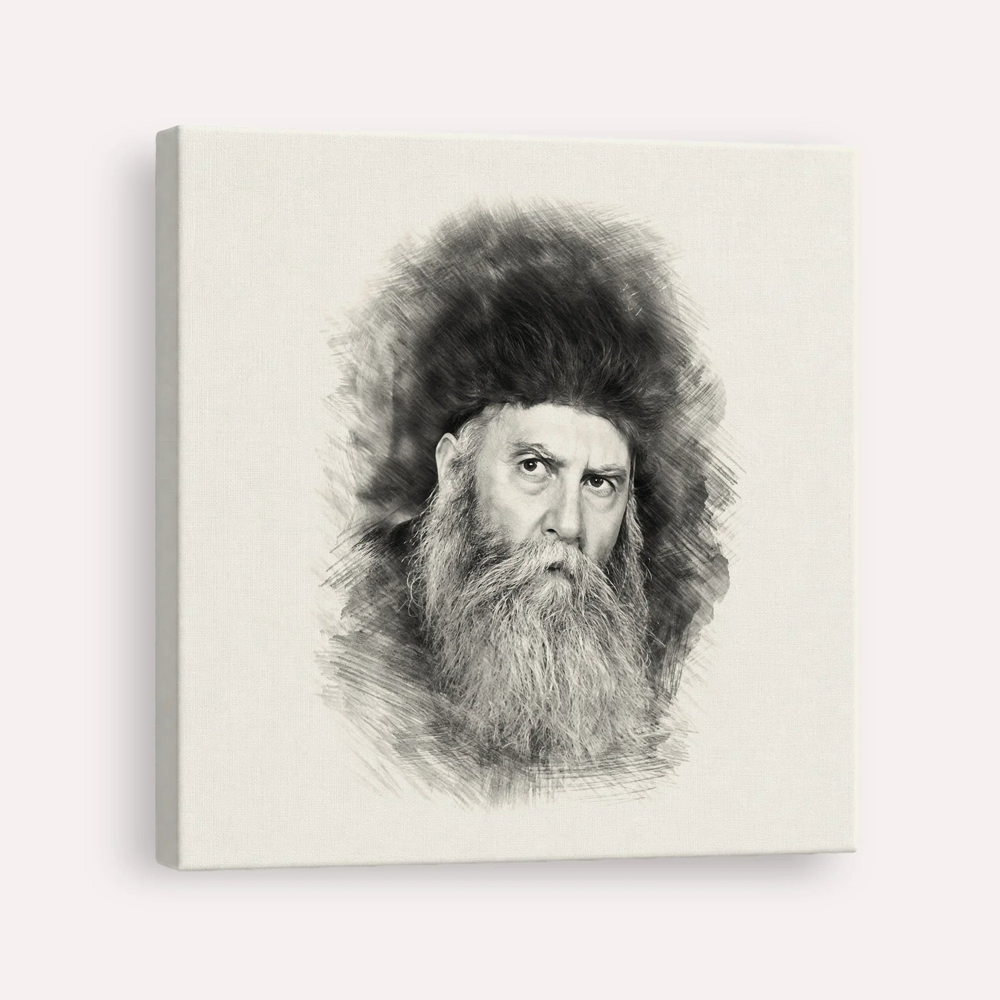Rabbi Yosef Yitzchak Schneersohn – Black & White – Canvas Square | Jewish Wall Art, Gedolim Pictures