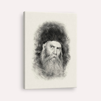 Rabbi Yosef Yitzchak Schneersohn – Black & White – Canvas Vertical | Jewish Wall Art, Gedolim Pictures