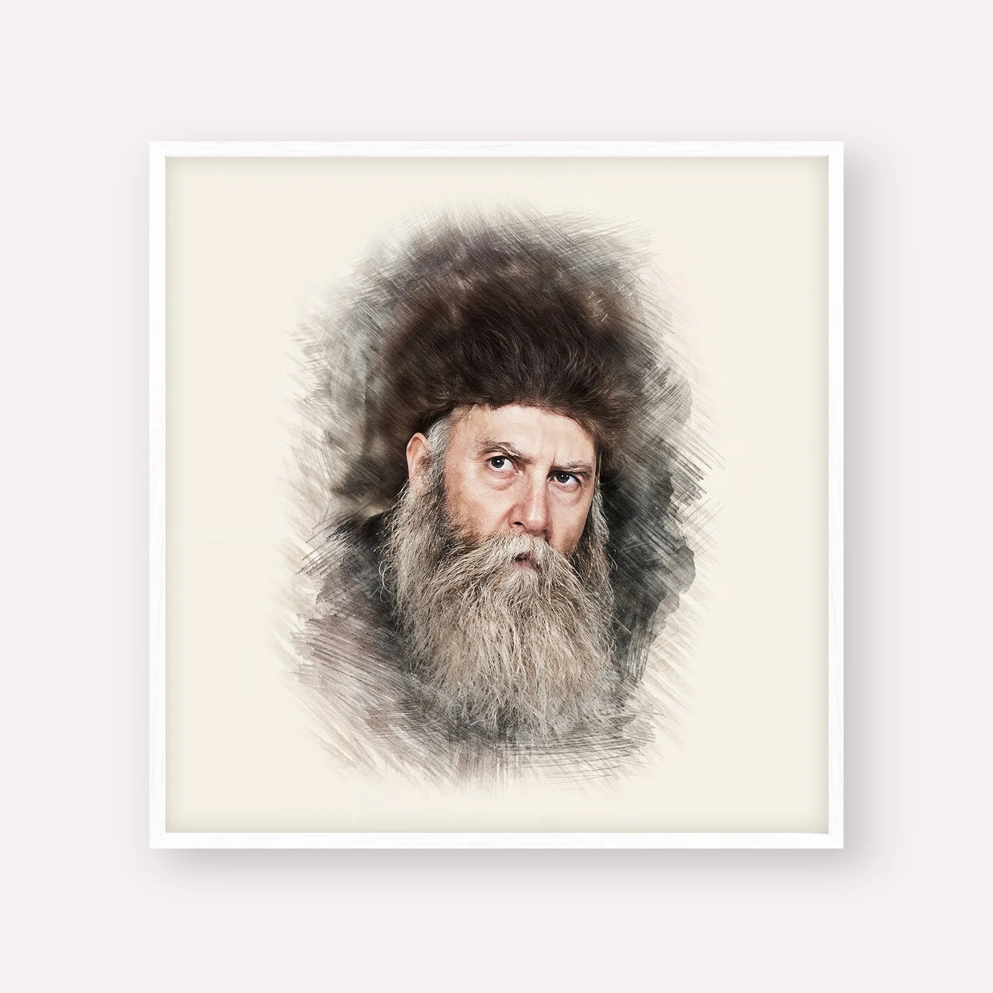 Rabbi Yosef Yitzchak Schneersohn – White Frame Square | Jewish Wall Art, Gedolim Pictures