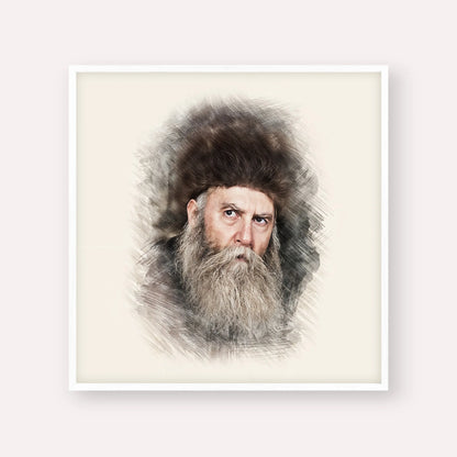 Rabbi Yosef Yitzchak Schneersohn – White Frame Square | Jewish Wall Art, Gedolim Pictures