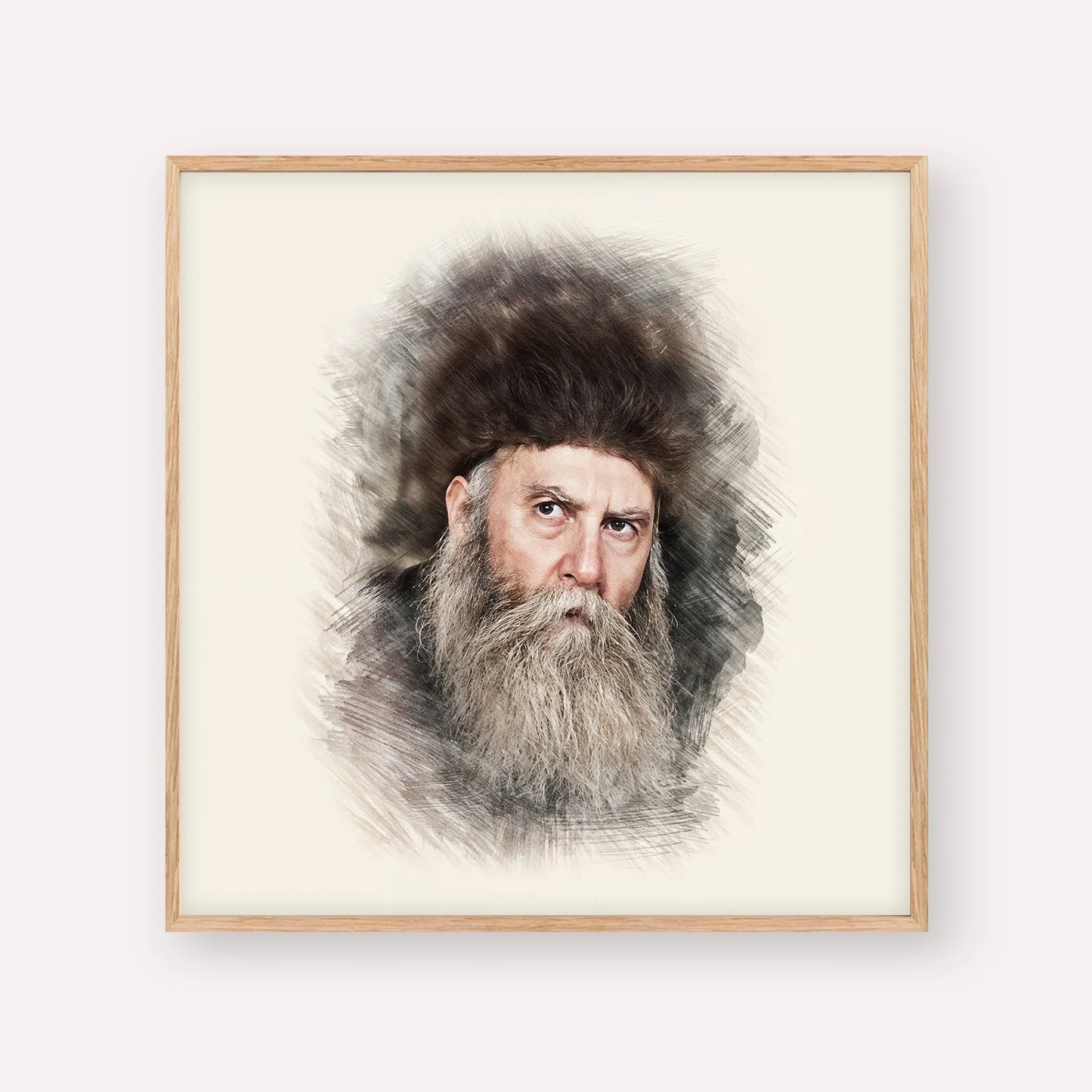 Rabbi Yosef Yitzchak Schneersohn – Wood Frame Square | Jewish Wall Art, Gedolim Pictures