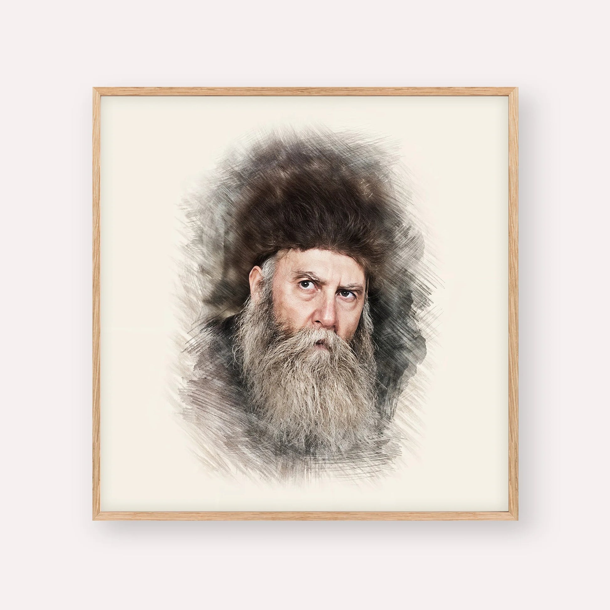 Rabbi Yosef Yitzchak Schneersohn – Wood Frame Square | Jewish Wall Art, Gedolim Pictures