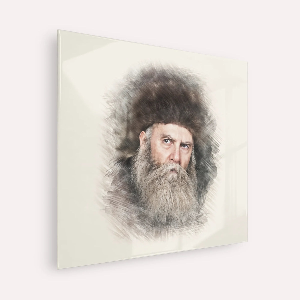 Rabbi Yosef Yitzchak Schneersohn – Acrylic Glass Square | Jewish Wall Art, Gedolim Pictures